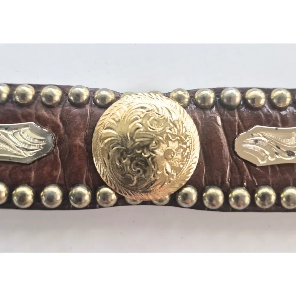 Vintage Al Beres Womens Belt Western Concho Size 42 Leather Made In USA Brown